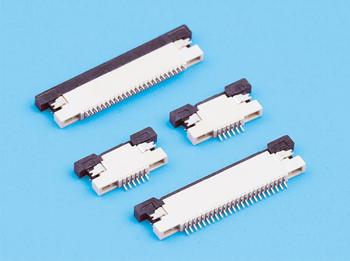 Conector de cable plano fpc con paso de 0,5 mm y altura de 1,2 mm, contacto superior zif r/a, control deslizante de bloqueo, integración de alta densidad, duradero, para circuitos impresos flexibles