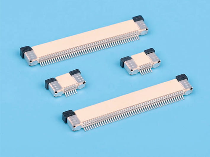 Conector de cable plano flexible fpc de contacto superior zif r/a de paso de 0,5 mm y altura de 2,0 mm, tipo horizontal, bloqueo deslizante zif, adaptador de placa PCB para electrónica, transmisión de datos