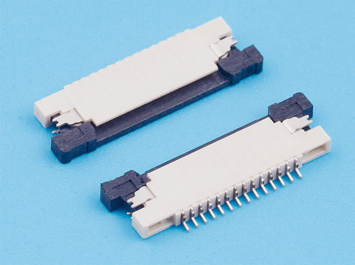 Conector plano fpc de circuito impreso flexible de altura de 1,2 mm de paso de 0,62 mm, contacto superior zif r/a, montaje en superficie, interconexión de alta densidad