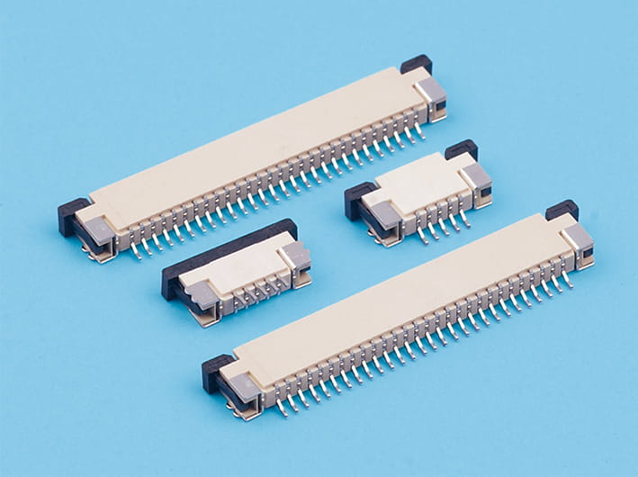 Conector plano fpc de paso de 1,0 mm, altura de 2,5 mm, contacto superior zif r/a, conectores de placa de circuito impreso flexibles, duraderos, para transferencia de señal